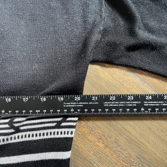 Pendleton Cardigan Black White Petite L Cotton Open Front Boho Southwest Cozy - Picture 10 of 11